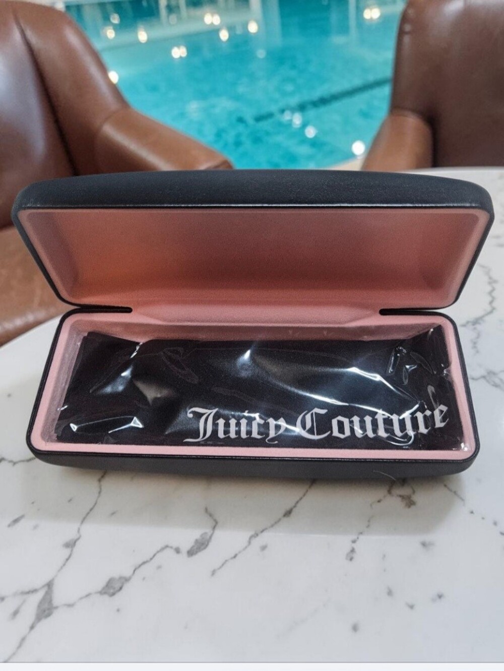 Juicy Couture Black Exterior Pink Interior Sunglasses Case